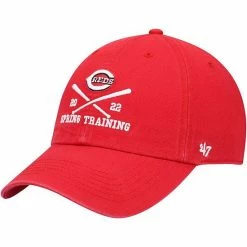 Budget 🎁 Unbranded Men's '47 Red Cincinnati Reds 2022 MLB Spring Training Cross Bone Clean Up Adjustable Hat 🧨