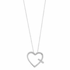 Wholesale ✨ Unbranded 10k White Gold 1/10 Carat T.W. Diamond Cross Heart Pendant ✨