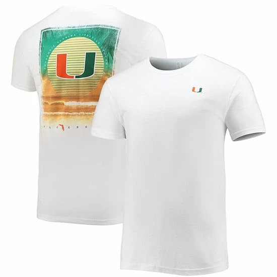 Brand new 🥰 Unbranded Men's FloGrown White Miami Hurricanes Faded Sun 2-Hit T-Shirt 🔥 - Image 2