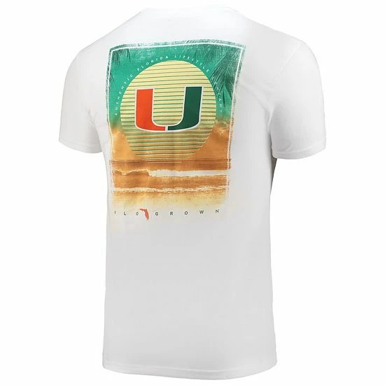 Brand new 🥰 Unbranded Men's FloGrown White Miami Hurricanes Faded Sun 2-Hit T-Shirt 🔥 - Image 4