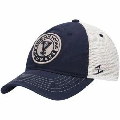Best Pirce 👏 Unbranded Men's Zephyr Navy/Cream BYU Cougars Lancaster Trucker Adjustable Snapback Hat 😍