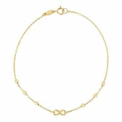 Best Sale 🤩 Unbranded 10k Gold Polished Bead & Infinity Link Station Bracelet 🧨
