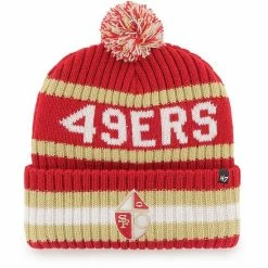 Cheap 👏 Unbranded Men's '47 Scarlet San Francisco 49ers Legacy Bering Cuffed Knit Hat With Pom 🌟