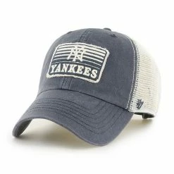 New ❤️ Unbranded Men's '47 Navy New York Yankees Lake Shore Patch Clean Up Trucker Snapback Hat 🎉