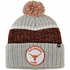 Budget 🧨 Unbranded Men's '47 Gray Texas Longhorns Holcomb Cuffed Knit Hat With Pom 😍