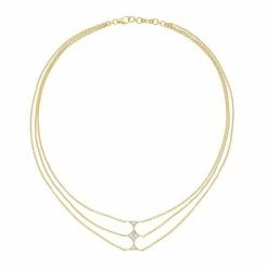 Buy 😉 Unbranded 18k Gold Over Silver White Sapphire Multistrand Necklace ❤️