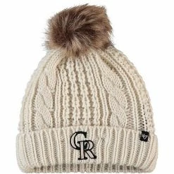 Flash Sale ⭐ Unbranded 👩 Women's '47 Cream Colorado Rockies Meeko Cuffed Knit Hat With Pom ✨