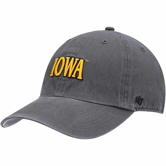 Cheapest 😀 Unbranded Men's '47 Charcoal Iowa Hawkeyes Archie Script Clean Up Adjustable Hat ⌛
