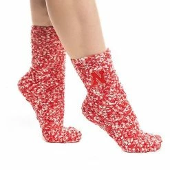 Budget 🤩 Unbranded 👩 Women's ZooZatz Nebraska Huskers Marled Fuzzy 🧦 Socks ❤️