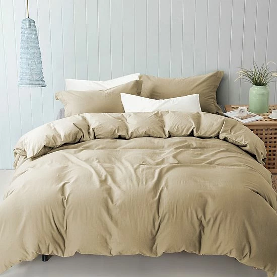 Best deal ๐ Unbranded Linen-Cotton Blend Duvet Cover Set Beige ๐ - Image 4