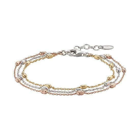 Deals ✨ Unbranded Tri Tone Sterling Silver Multi Strand Beaded Bracelet ⌛