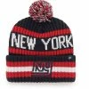Budget 🔥 Unbranded Men's '47 Navy New York Giants Legacy Bering Cuffed Knit Hat With Pom 🔥