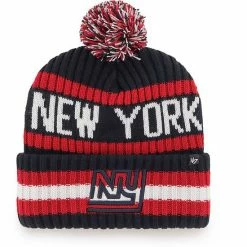Budget 🔥 Unbranded Men's '47 Navy New York Giants Legacy Bering Cuffed Knit Hat With Pom 🔥