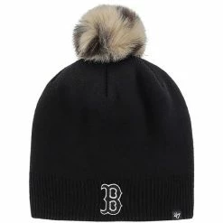 Cheapest 😉 Unbranded 👩 Women's '47 Black Boston Red Sox Serengeti Beanie Hat With Pom 🎁