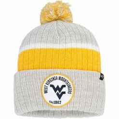 Outlet 👏 Unbranded Men's '47 Gray West Virginia Mountaineers Holcomb Cuffed Knit Hat With Pom 😀