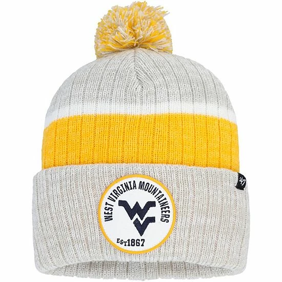 Outlet ๐ Unbranded Men's '47 Gray West Virginia Mountaineers Holcomb Cuffed Knit Hat With Pom ๐