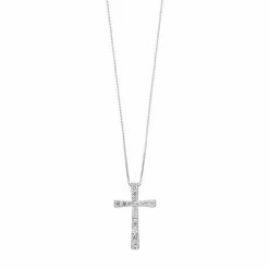 Cheap ✨ Unbranded Sterling Silver Lab-Created White Sapphire & Diamond Accent Cross Pendant ⌛