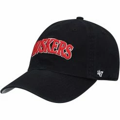 Outlet 😍 Unbranded Men's '47 Black Nebraska Huskers Archie Script Clean Up Adjustable Hat 🎉