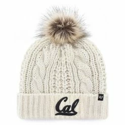 Cheap 🌟 Unbranded 👩 Women's '47 White Cal Bears Meeko Cuffed Knit Hat With Pom ✔️