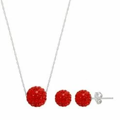 Best Sale 😉 Unbranded Sterling Silver Crystal Fireball Necklace & Stud Earring Set Black 🤩