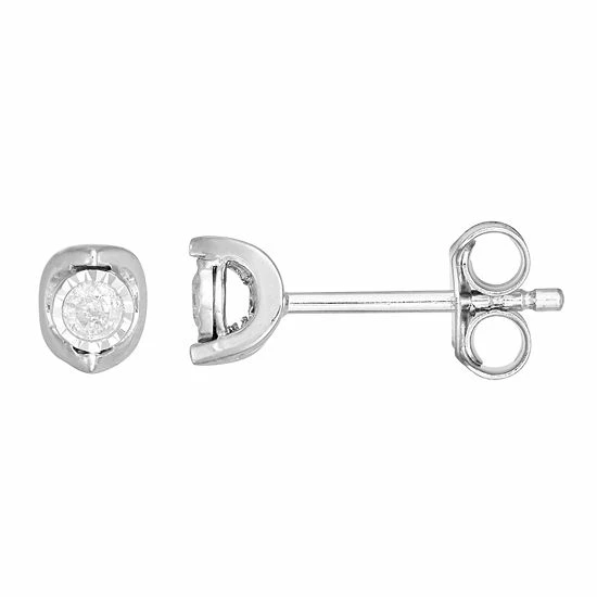 Deals 🎁 Unbranded Sterling Silver 1/10 Carat T.W. Diamond Bezel Stud Earrings 🔔 - Image 4