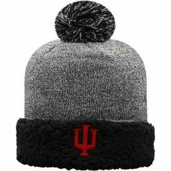 Best Pirce 👏 Unbranded 👩 Women's Top Of The World Black Indiana Hoosiers Snug Cuffed Knit Hat With Pom 🥰