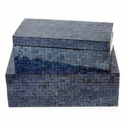 Best Sale 🥰 Unbranded Set Of 2 Herringbone Covered Boxes 🔥