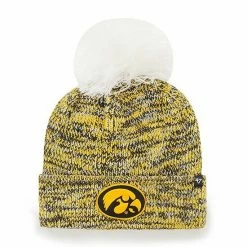 Top 10 🌟 Unbranded 👩 Women's '47 Black Iowa Hawkeyes Triple Cross Cuffed Knit Hat With Pom ✨