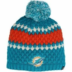 New 🔔 Unbranded 👩 Women's '47 Aqua Miami Dolphins Leslie Beanie With Pom 🔔