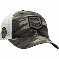 Budget 💯 Unbranded Men's Top Of The World Camo/Cream Indiana Hoosiers OHT Military Appreciation Shield Trucker Adjustable Hat 🎁