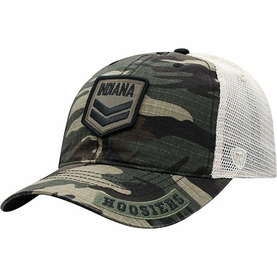 Budget 💯 Unbranded Men's Top Of The World Camo/Cream Indiana Hoosiers OHT Military Appreciation Shield Trucker Adjustable Hat 🎁 - Image 4