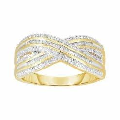 Best Pirce ⌛ Unbranded 1/5 Carat T.W. Diamond 14k GOld Over Silver Criss Cross Ring 😉