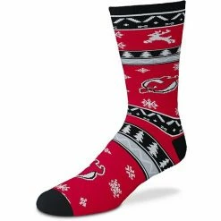Outlet 🤩 Unbranded For Bare Feet New Jersey Devils Holiday Pattern Crew 🧦 Socks 👍