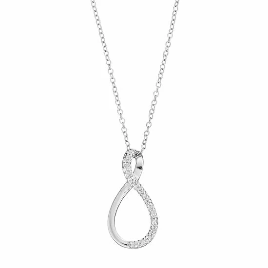 Best Sale ๐ Unbranded Sterling Silver 1/10 Carat T.W. Diamond Infinity Pendant Necklace ๐