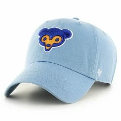 Wholesale ⭐ Unbranded Men's '47 Light Blue Chicago Cubs Logo Cooperstown Collection Clean Up Adjustable Hat 💯