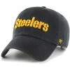 Deals 🤩 Unbranded Men's '47 Black Pittsburgh Steelers Clean Up Script Adjustable Hat 🛒