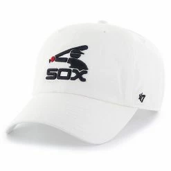 Wholesale 👍 Unbranded Men's '47 White Chicago White Sox 1976 Logo Cooperstown Collection Clean Up Adjustable Hat 🔥