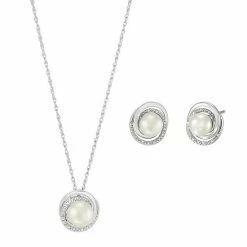 Best Pirce 🔔 Unbranded Sterling Silver Freshwater Cultured Pearl Pendant & Stud Earring Set 💯