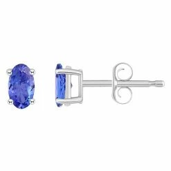 Budget 👏 Unbranded 14k Gold Oval Tanzanite Stud Earrings 14k White Gold 💯