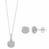 Discount 🤩 Unbranded Sterling Silver 1/6 Carat T.W. Diamond Cluster Pendant & Earring Set ⌛
