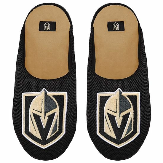 Discount 💯 Unbranded Men's FOCO Vegas Golden Knights Big Logo Colorblock Mesh Slippers 🌟