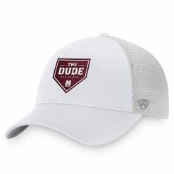 Cheapest 🧨 Unbranded Men's Top Of The World White Mississippi State Bulldogs The Dude Home Plate Snapback Trucker Hat 🎉
