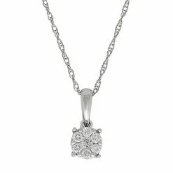 Cheapest ⭐ Unbranded 10k White Gold 1/10 Carat T.W. Diamond Cluster Pendant Necklace ⌛