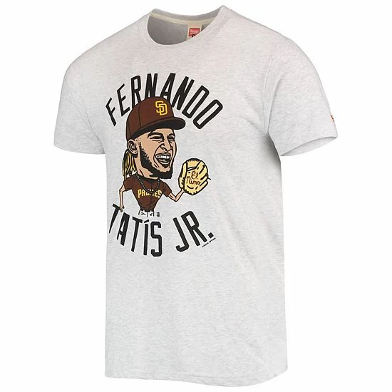 New ๐ฅฐ Unbranded Men's Homage Fernando Tatis Jr. White San Diego Padres Caricature Tri-Blend T-Shirt ๐ - Image 3