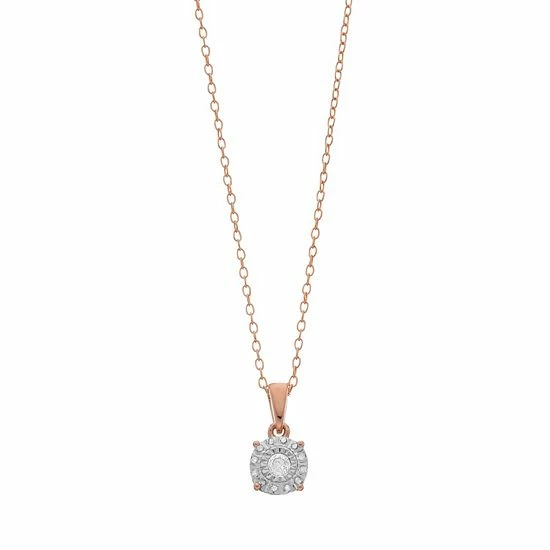 Buy ๐ฅ Unbranded 1/10 Carat T.W. Diamond Composite Round Pendant Necklace Gold Tone ๐ - Image 3