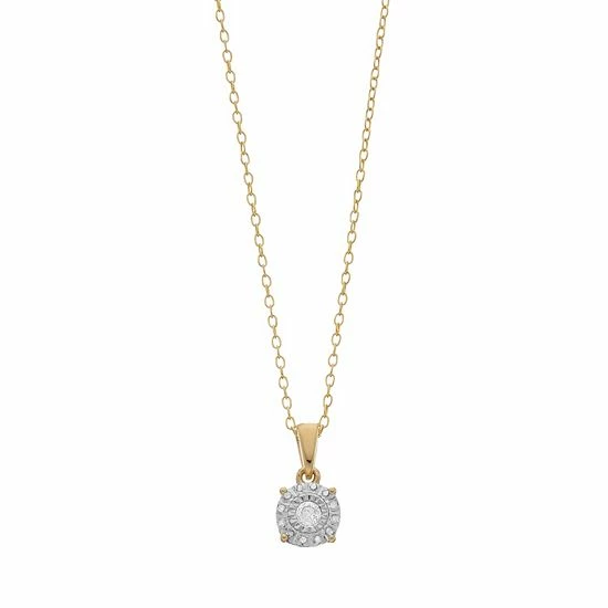 Buy ๐ฅ Unbranded 1/10 Carat T.W. Diamond Composite Round Pendant Necklace Gold Tone ๐ - Image 4