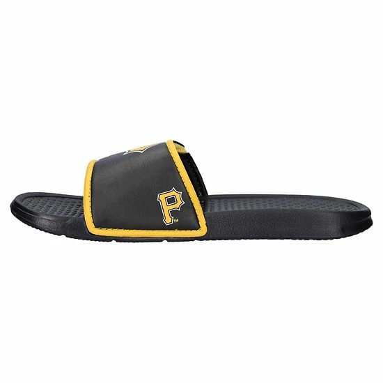 Best Sale 🥰 Unbranded Youth FOCO Pittsburgh Pirates Colorblock Big Logo Legacy Slide 🩴 Sandals 😍 - Image 3