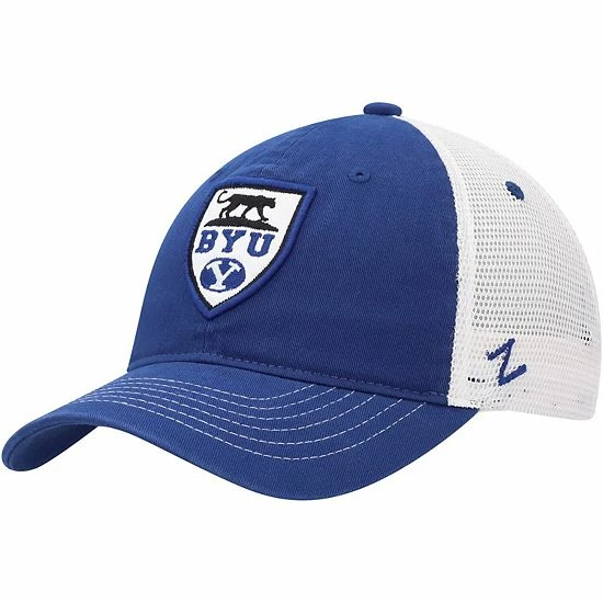 New 🌟 Unbranded Men's Zephyr Royal/Cream BYU Cougars Guild Trucker Snapback Hat 😉