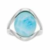 Outlet ✔️ Unbranded Sterling Silver Larimar Cabochon Split Shank Ring 👏