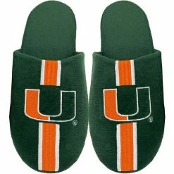 Hot Sale 🥰 Unbranded Men's FOCO Miami Hurricanes Striped Team Slippers 😀